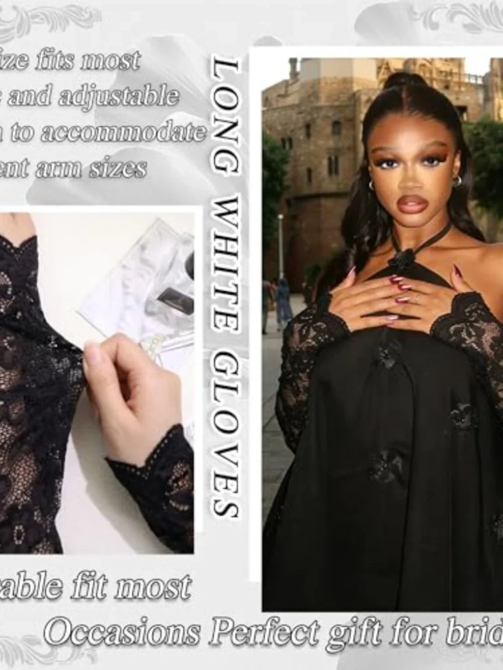 Elegant Floral Lace Gloves Fingerless Bridal Arm Sleeves